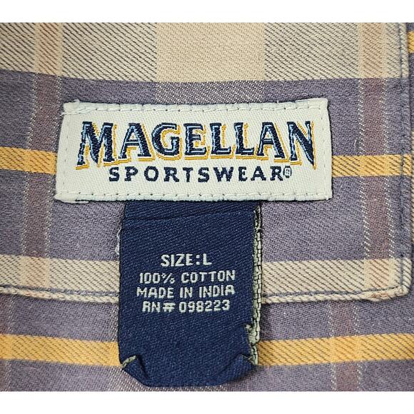 Vintage rubber button Magellan purple long sleeve thick cotton button up Large * - Picture 4 of 6